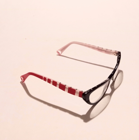 Betsey Johnson Handmade in Japan Cateye Eyeglass Frame Red Black White - Picture 15 of 16